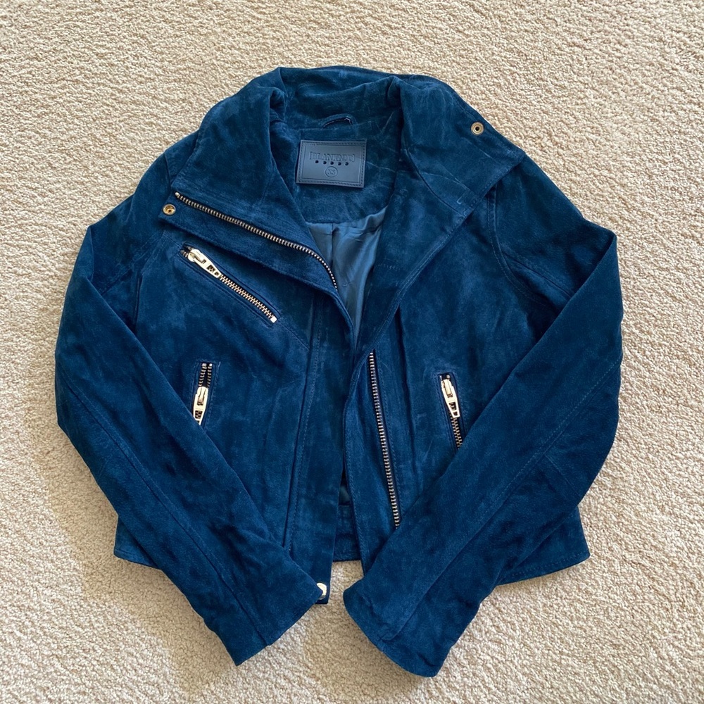 Brand new Blank NYC teal suede jacket in XS.